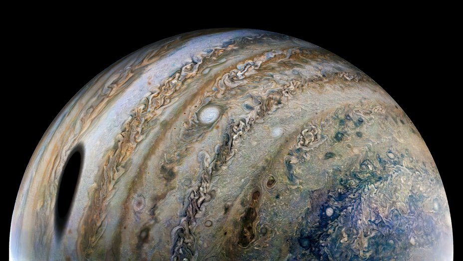 NASA’s Juno spacecraft captured this view of Jupiter during the mission’s 40th close pass by the giant planet on Feb. 25, 2022.